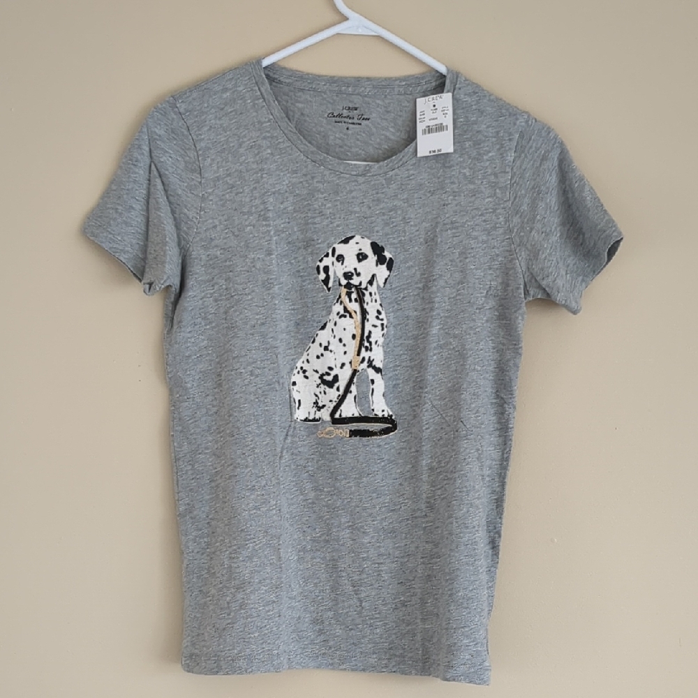 NWT Small J. Crew Factory Collector Tees T-Shirt Gray Dalmatian Dog